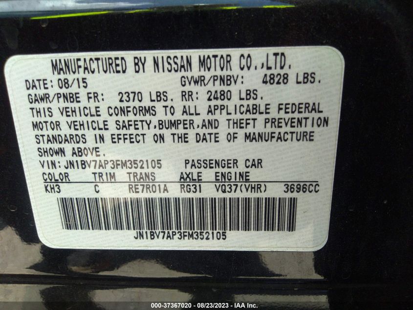 2015 INFINITI Q50 PREMIUM - JN1BV7AP3FM352105