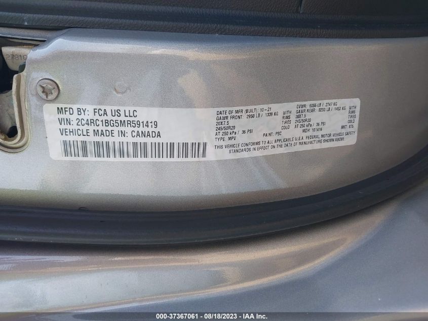 2C4RC1BG5MR591419 Chrysler Pacifica TOURING L 9