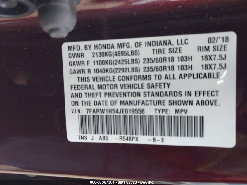 2018 HONDA CR-V EX - 7FARW1H54JE019556