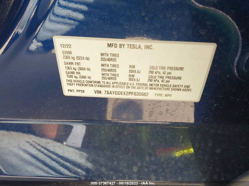2023 TESLA MODEL Y - 7SAYGDEE2PF635682