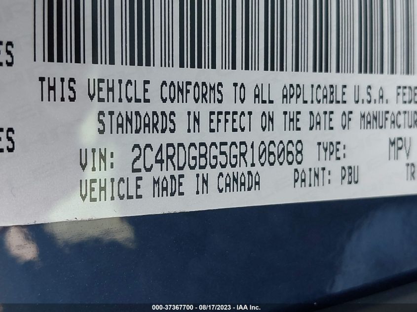 2016 DODGE GRAND CARAVAN SE - 2C4RDGBG5GR106068