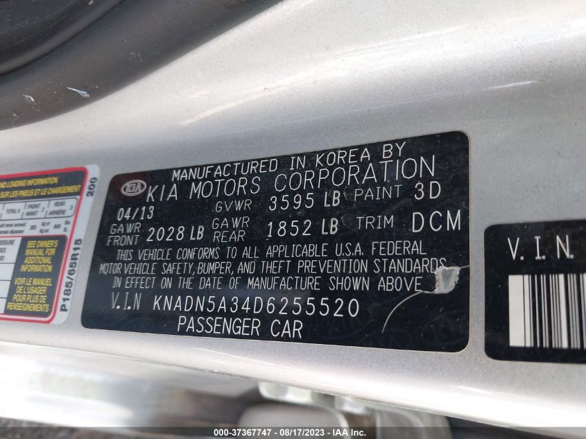2013 KIA RIO EX - KNADN5A34D6255520