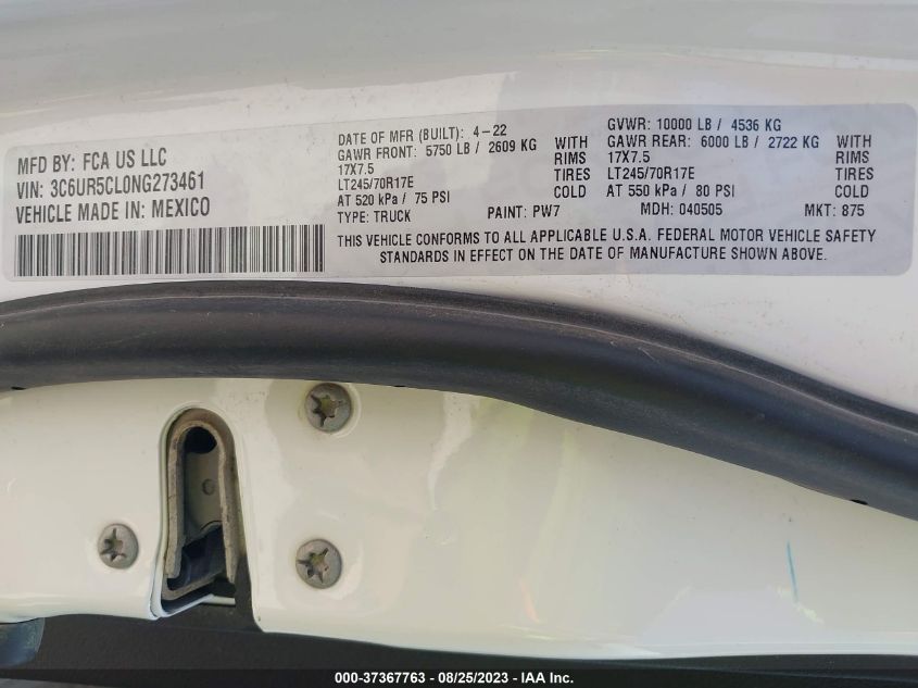 2022 RAM 2500 TRADESMAN - 3C6UR5CL0NG273461
