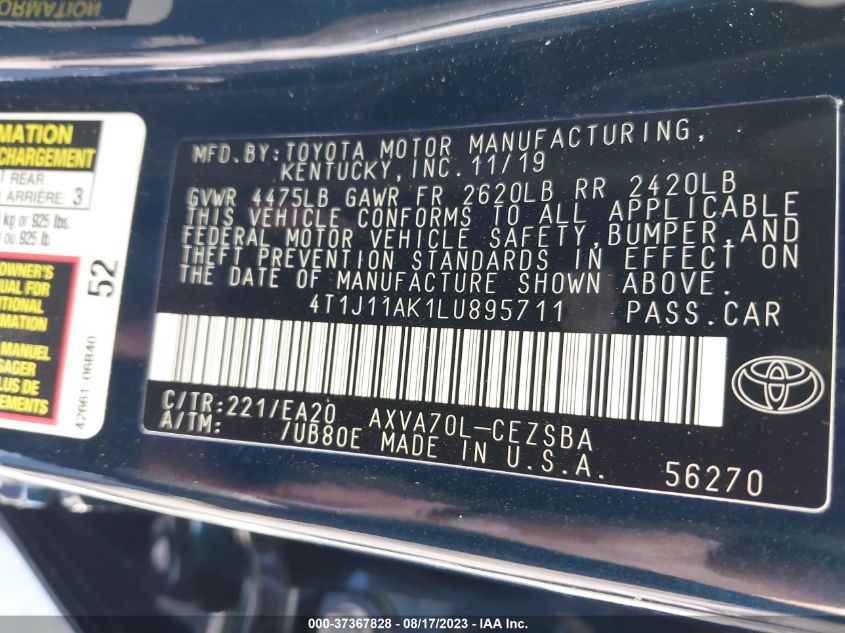 2020 TOYOTA CAMRY SE - 4T1J11AK1LU895711