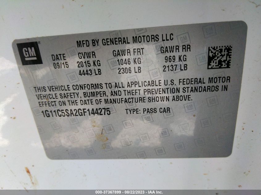 2016 CHEVROLET MALIBU LIMITED LT - 1G11C5SA2GF144275