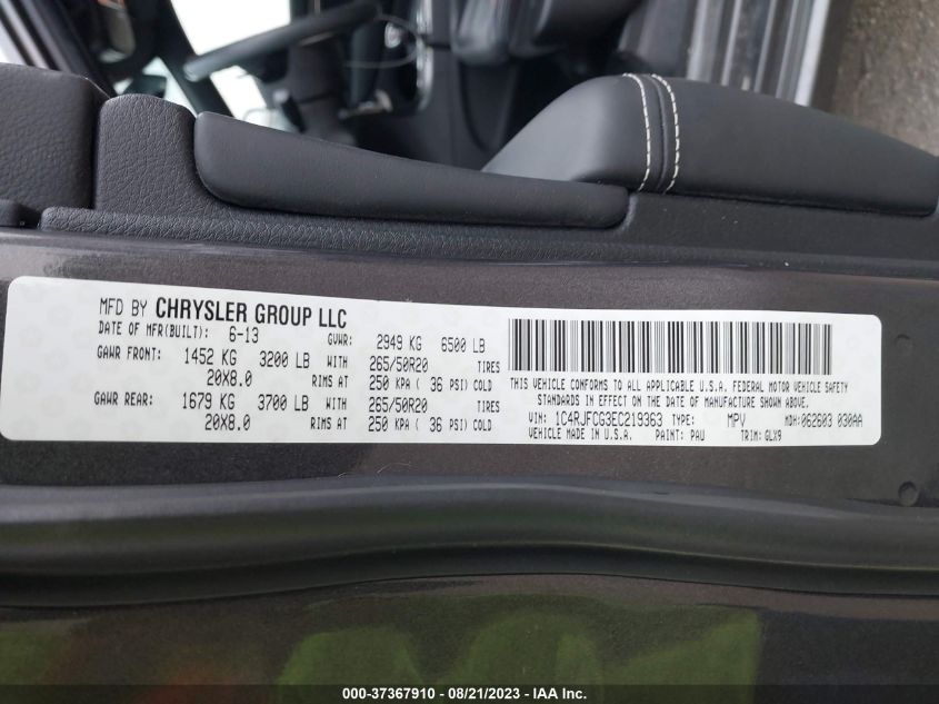 2014 JEEP GRAND CHEROKEE OVERLAND - 1C4RJFCG3EC219363