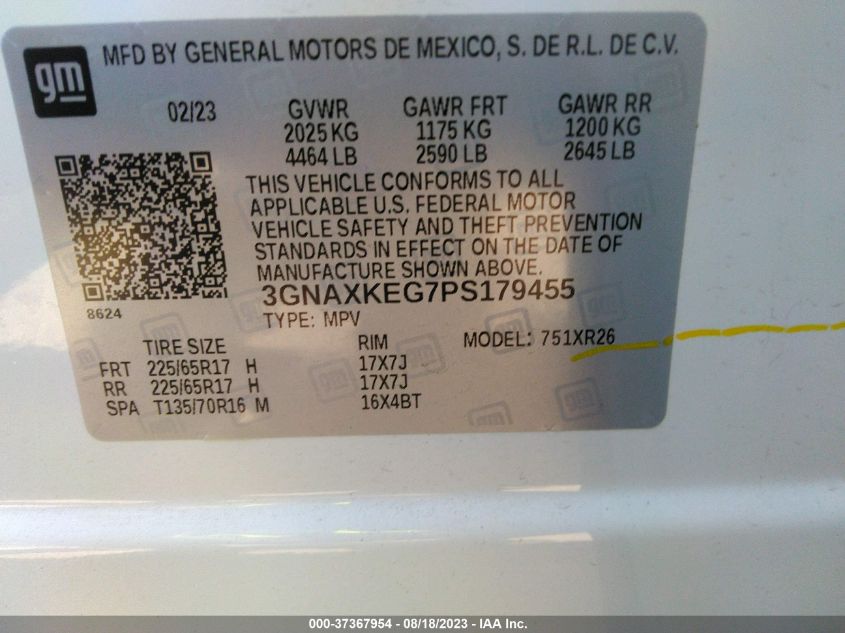 2023 CHEVROLET EQUINOX LT - 3GNAXKEG7PS179455