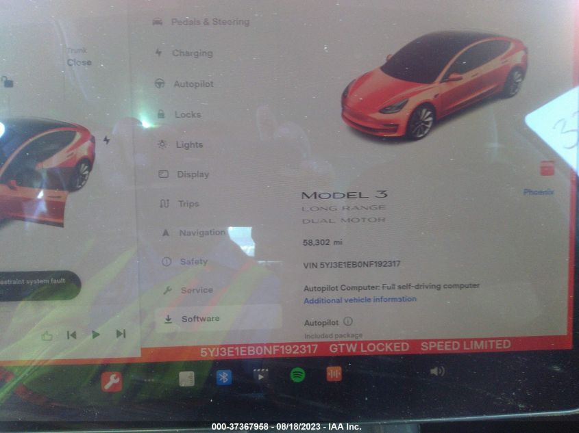 2022 TESLA MODEL 3 LONG RANGE - 5YJ3E1EB0NF192317