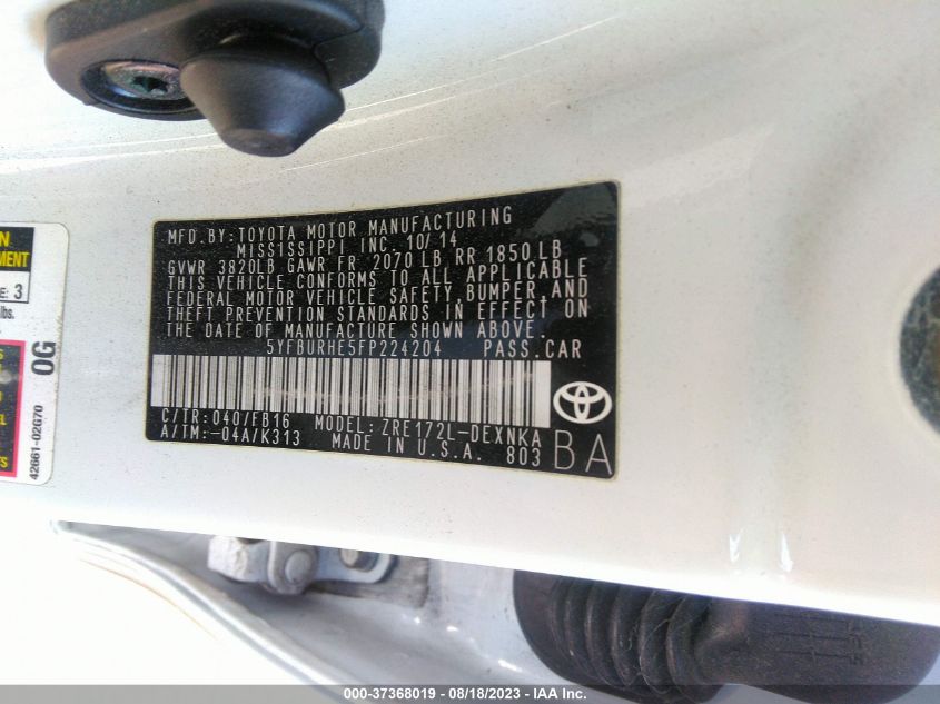 2015 TOYOTA COROLLA L/LE/S/S PLUS/LE PLUS - 5YFBURHE5FP224204