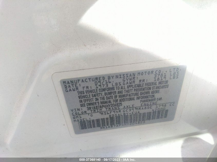 2017 NISSAN SENTRA S - 3N1AB7AP4HY204825