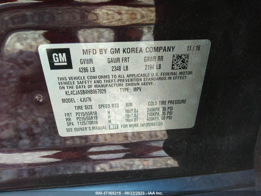 2017 BUICK ENCORE PREFERRED - KL4CJASB4HB067029