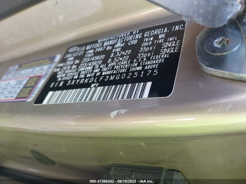 2021 KIA SORENTO SX PRESTIGE X-LINE - 5XYRKDLF3MG025175