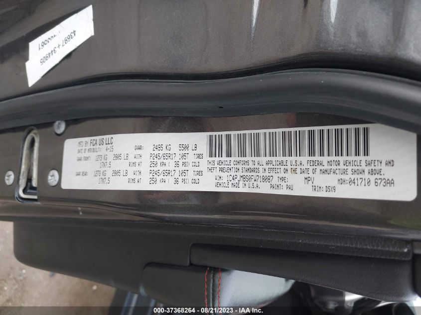 2015 JEEP CHEROKEE TRAILHAWK - 1C4PJMBS0FW718087