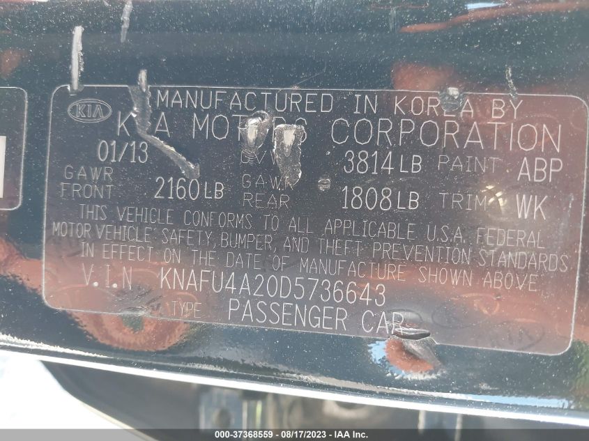 2013 KIA FORTE EX - KNAFU4A20D5736643