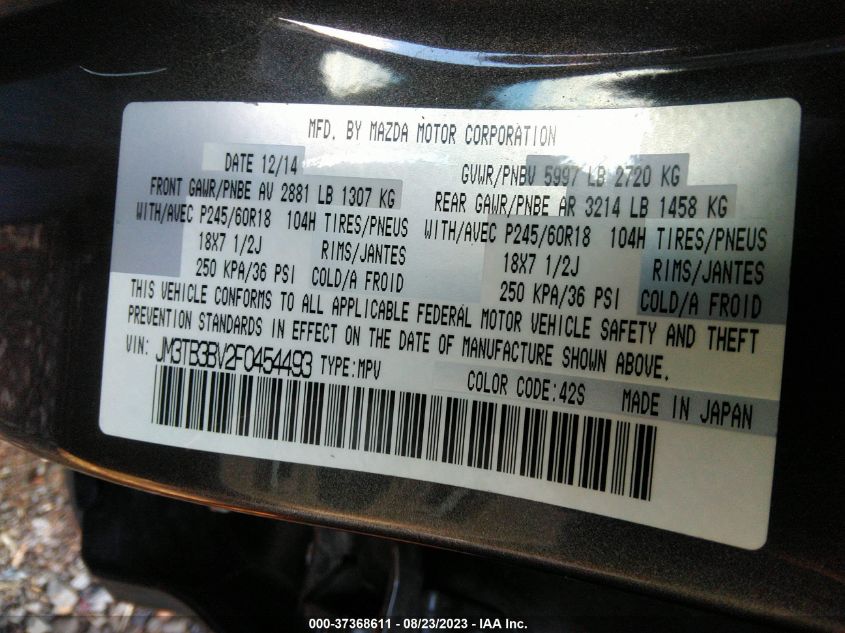 2015 MAZDA CX-9 SPORT - JM3TB3BV2F0454493
