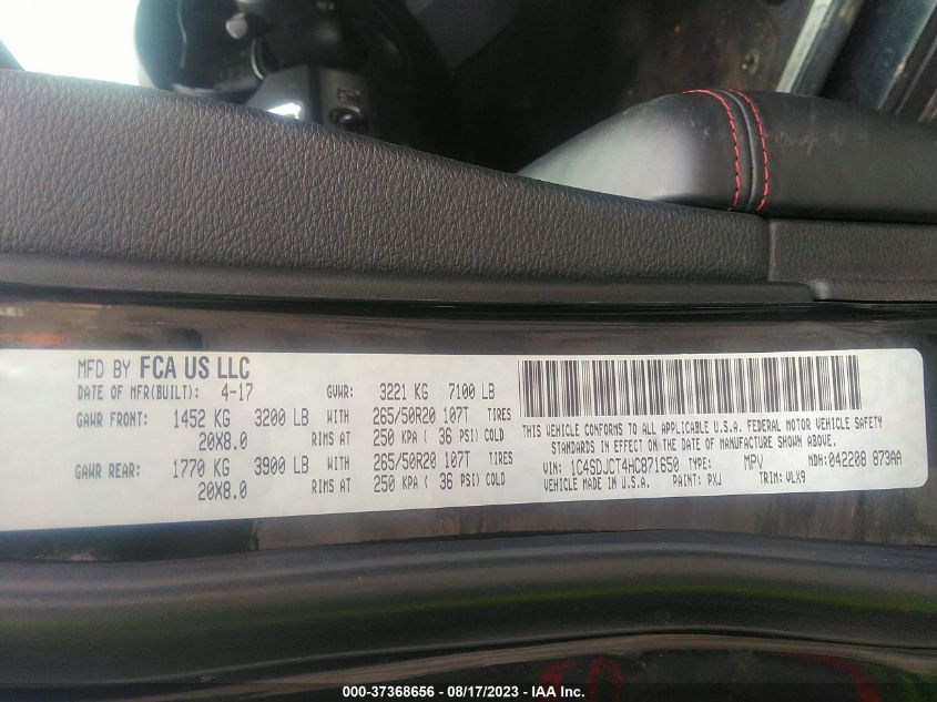 2017 DODGE DURANGO R/T - 1C4SDJCT4HC871650