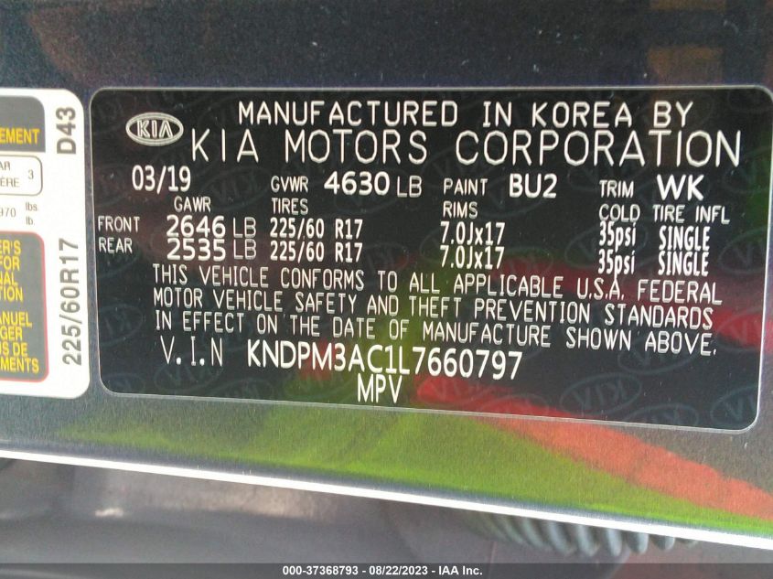 2020 KIA SPORTAGE LX - KNDPM3AC1L7660797