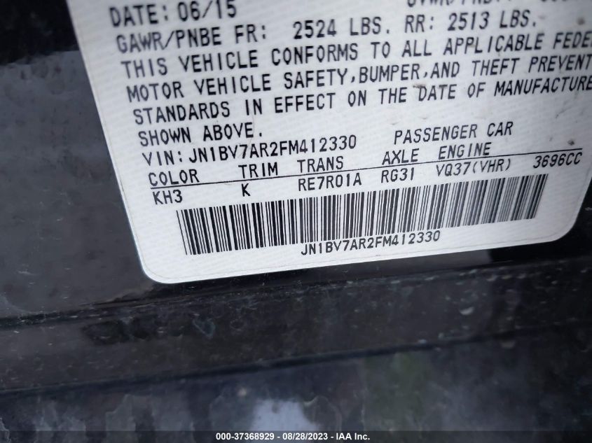 2015 INFINITI Q50 - JN1BV7AR2FM412330