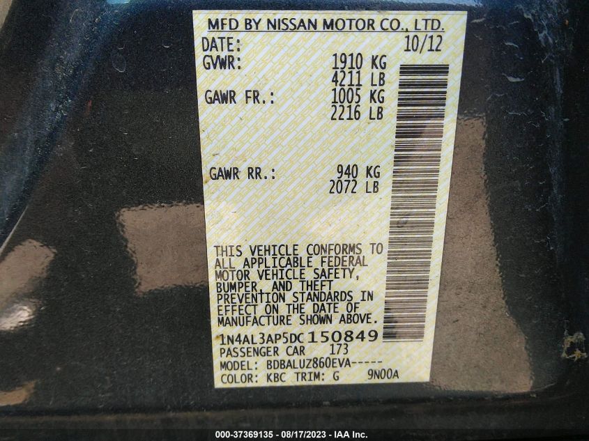 2013 NISSAN ALTIMA 2.5 SV - 1N4AL3AP5DC150849