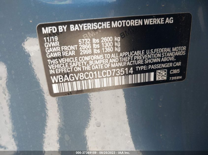 2020 BMW 8 SERIES M850I - WBAGV8C01LCD73514