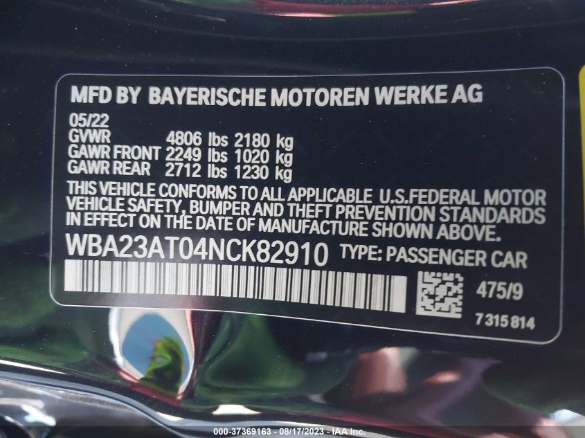 WBA23AT04NCK82910 BMW 4 Series 430I 9