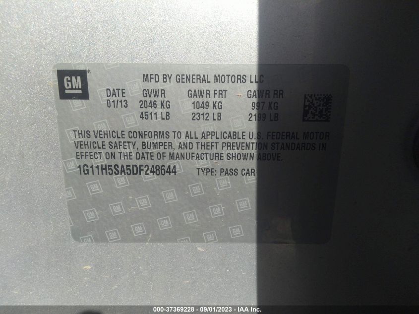 2013 CHEVROLET MALIBU LTZ - 1G11H5SA5DF248644