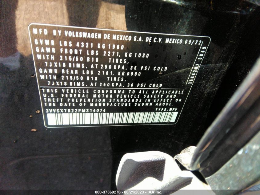 2023 VOLKSWAGEN TAOS SE - 3VVSX7B22PM314074