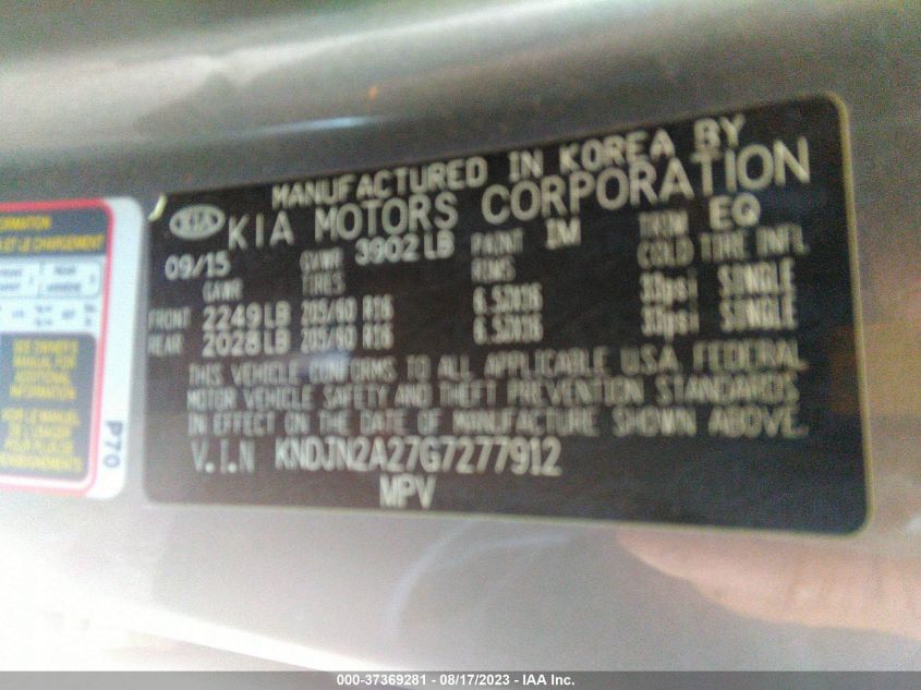 2016 KIA SOUL - KNDJN2A27G7277912