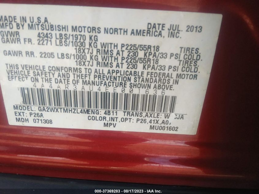 2014 MITSUBISHI OUTLANDER SPORT ES - 4A4AR3AU4EE001636