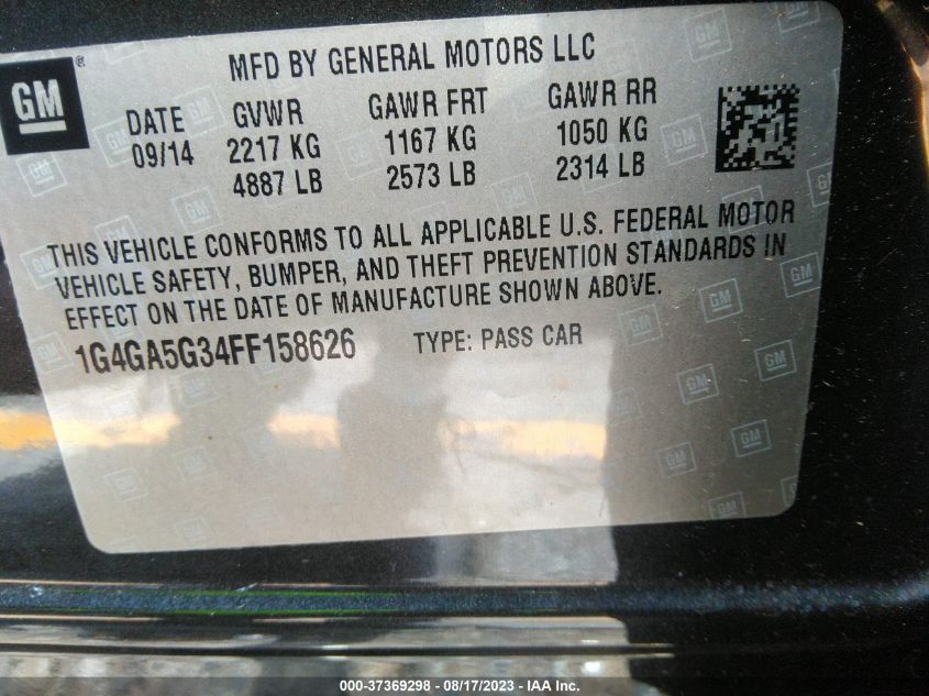 2015 BUICK LACROSSE BASE - 1G4GA5G34FF158626