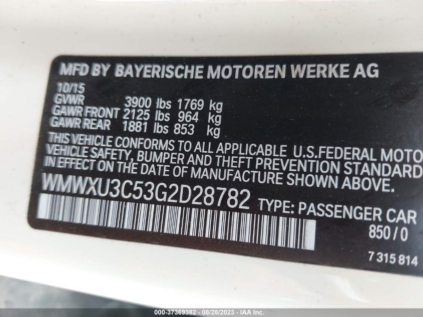 2016 MINI COOPER HARDTOP 4 DOOR S WMWXU3C53G2D28782