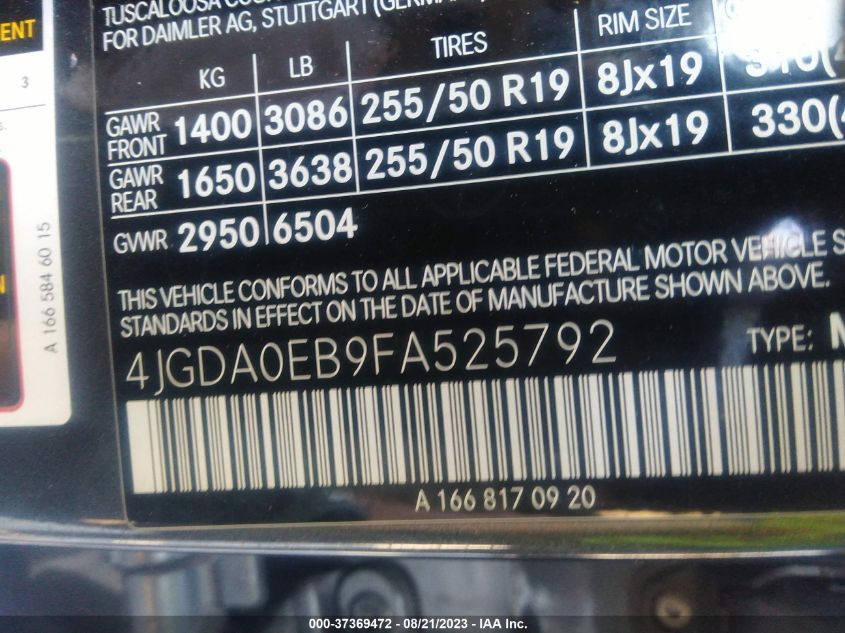 2015 MERCEDES-BENZ ML 250 BLUETEC - 4JGDA0EB9FA525792