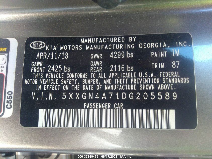 2013 KIA OPTIMA EX - 5XXGN4A71DG205589
