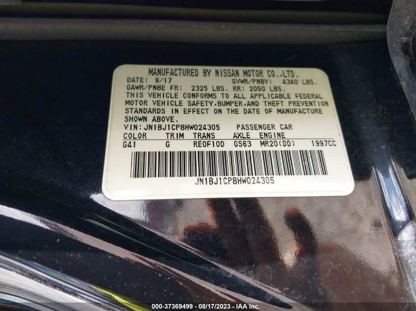2017 NISSAN ROGUE SPORT SV - JN1BJ1CP8HW024305