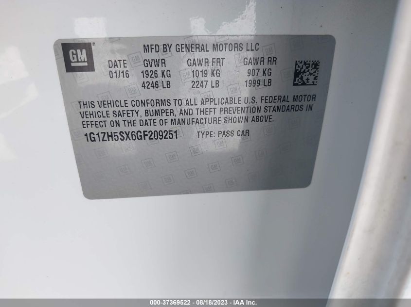 2016 CHEVROLET MALIBU PREMIER - 1G1ZH5SX6GF209251