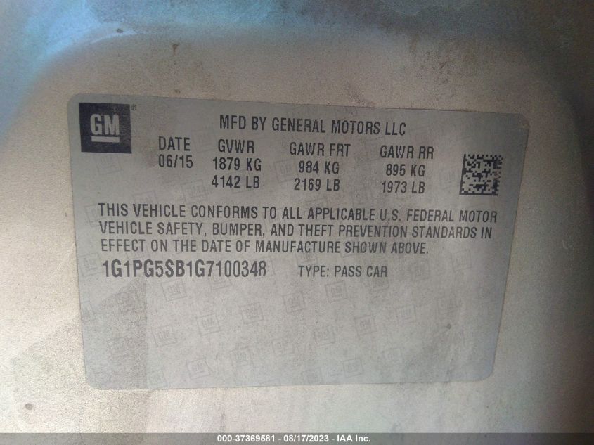 2016 CHEVROLET CRUZE LIMITED LTZ - 1G1PG5SB1G7100348