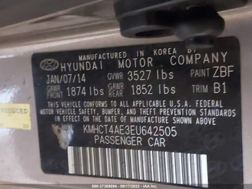 2014 HYUNDAI ACCENT GLS - KMHCT4AE3EU642505