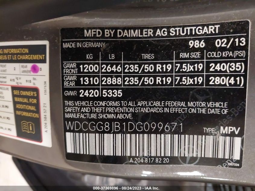 2013 MERCEDES-BENZ GLK 350 - WDCGG8JB1DG099671
