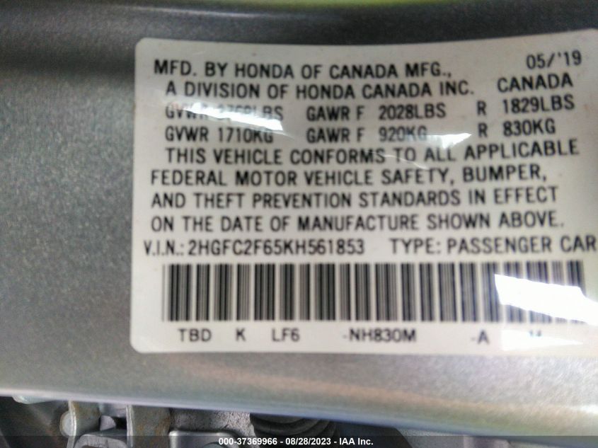 2019 HONDA CIVIC SEDAN LX - 2HGFC2F65KH561853