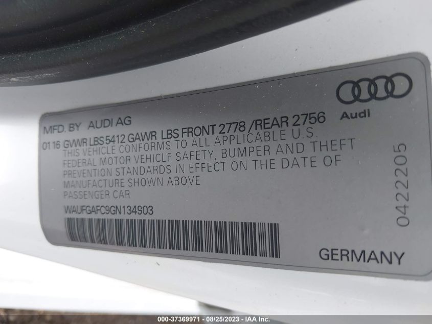 2016 AUDI A6 3.0T PREMIUM PLUS - WAUFGAFC9GN134903