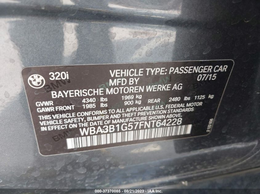 2015 BMW 3 SERIES 320I - WBA3B1G57FNT64228