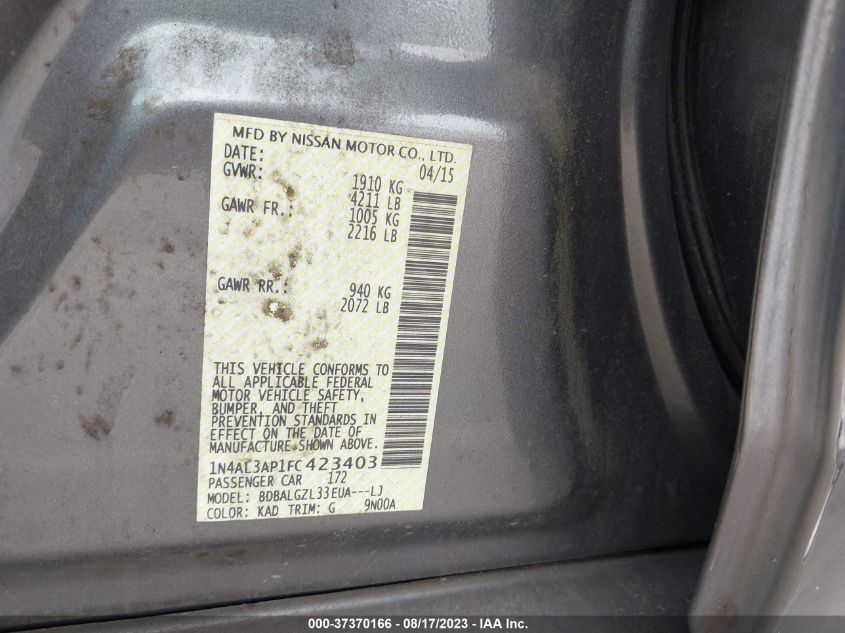 2015 NISSAN ALTIMA 2.5 S - 1N4AL3AP1FC423403