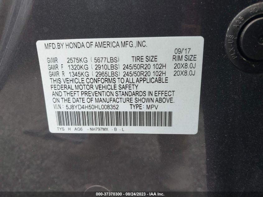 2017 ACURA MDX W/TECHNOLOGY PKG - 5J8YD4H50HL008352