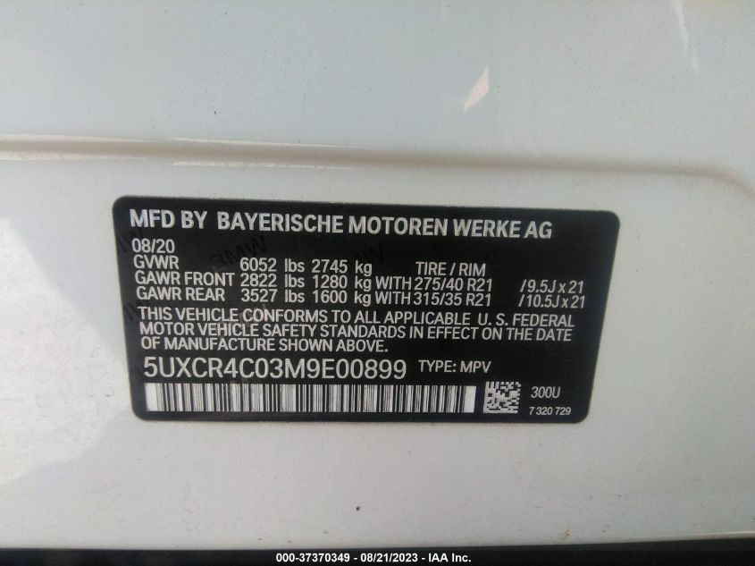 2021 BMW X5 SDRIVE 40I - 5UXCR4C03M9E00899
