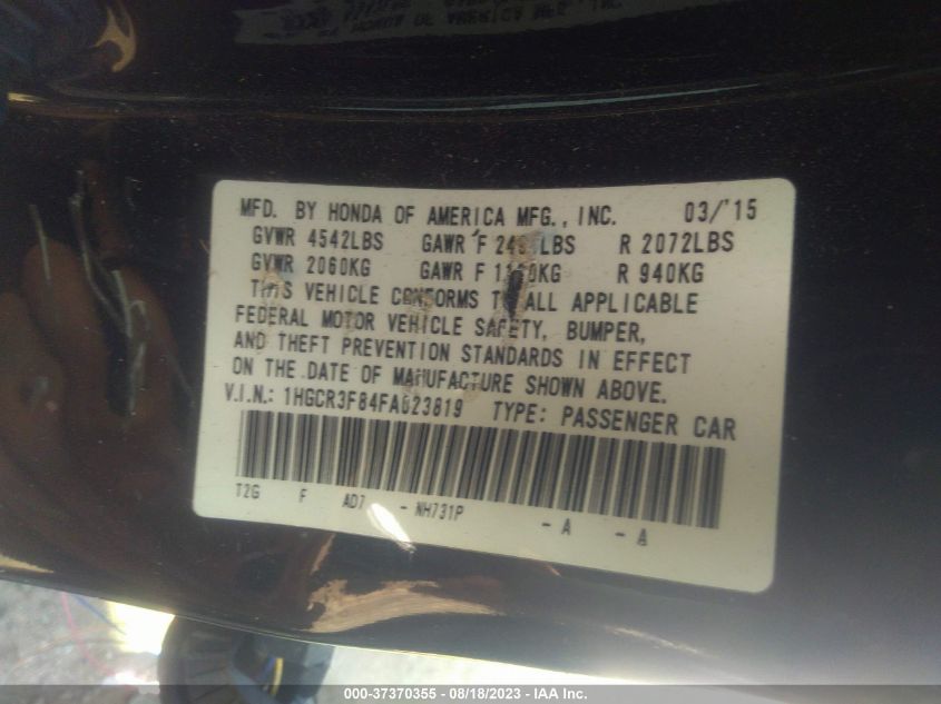 2015 HONDA ACCORD SEDAN EX-L - 1HGCR3F84FA023819
