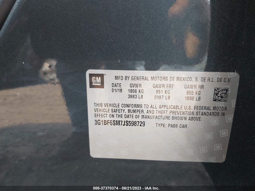 2018 CHEVROLET CRUZE PREMIER - 3G1BF6SM7JS598729