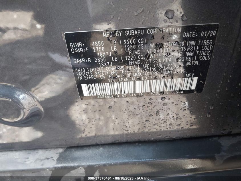 2020 SUBARU OUTBACK LIMITED - 4S4BTALC0L3171972