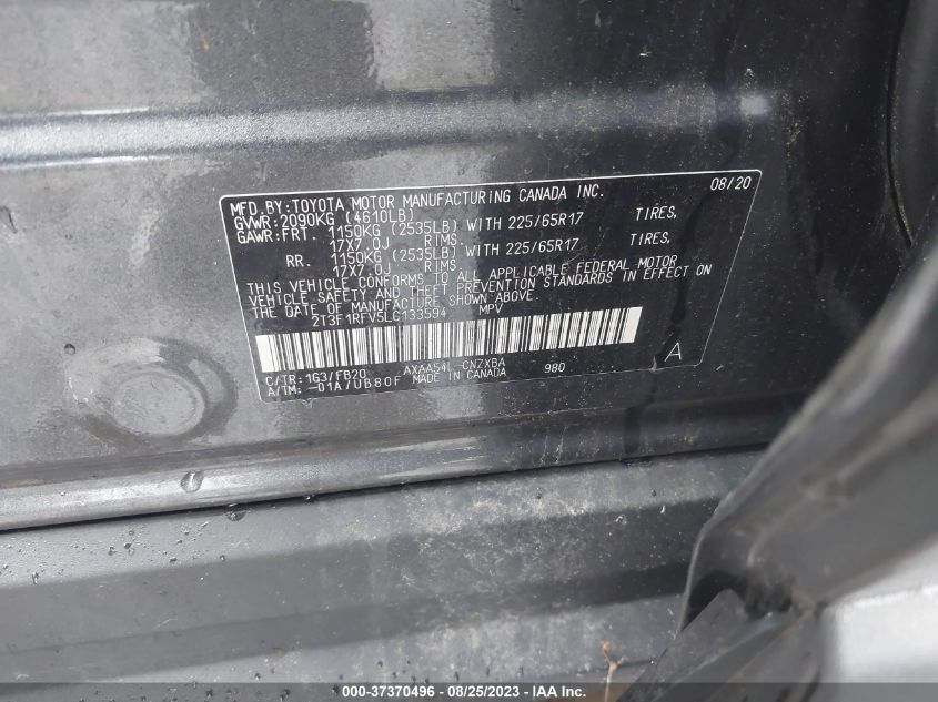 2020 TOYOTA RAV4 LE - 2T3F1RFV5LC133594