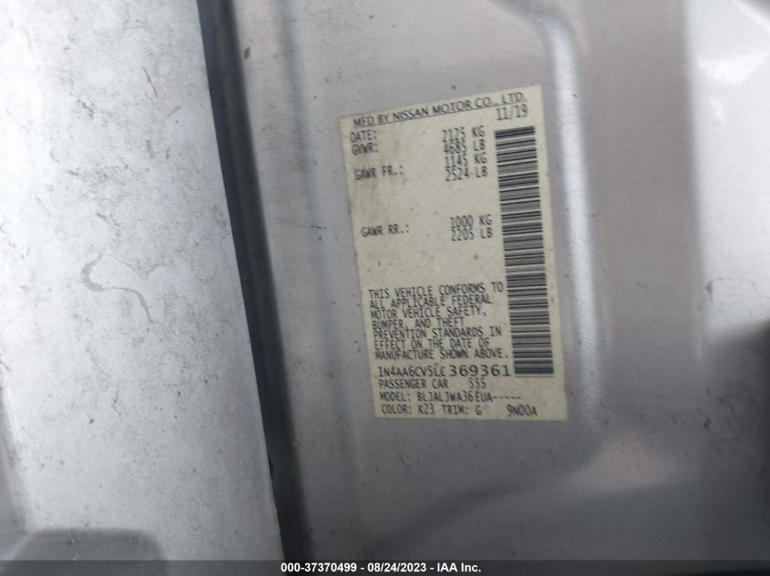 2020 NISSAN MAXIMA SV - 1N4AA6CV5LC369361