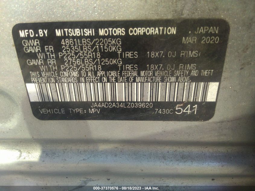 2020 MITSUBISHI OUTLANDER ES - JA4AD2A34LZ039620